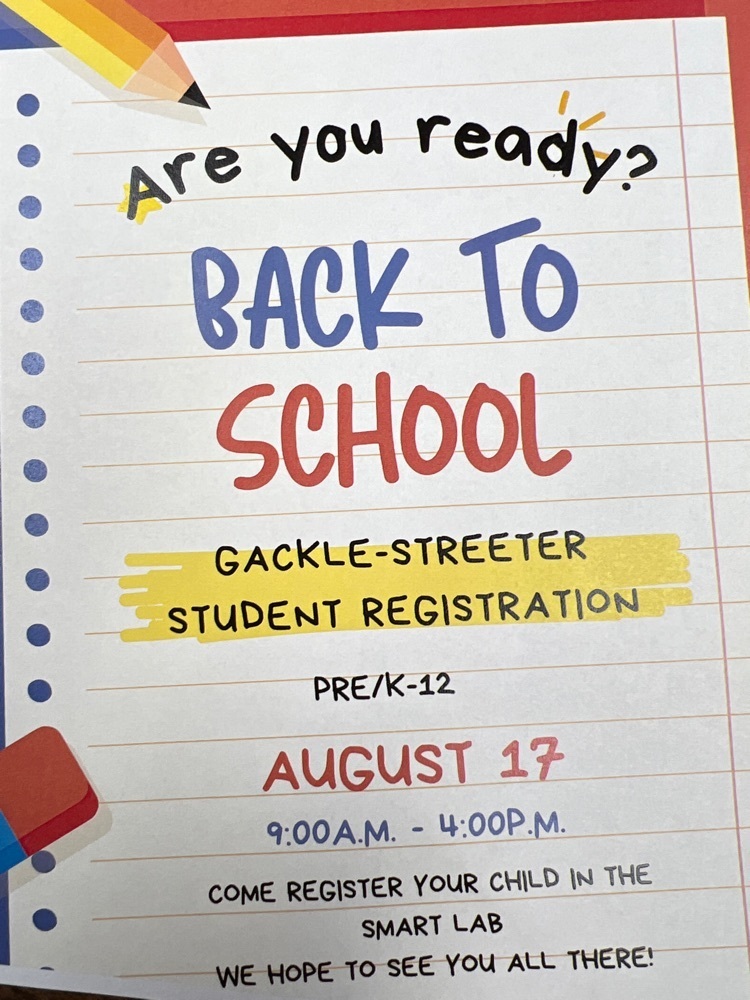 Student Registration will be Aug. 17th from 9:00-4:00 in the Smart Lab